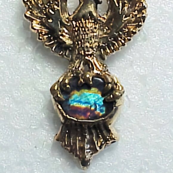 Custom 18 Karat Yellow Gold Phoenix Rising Pendant w/ Spectrolite by L Stetzler - Picture 3 of 9